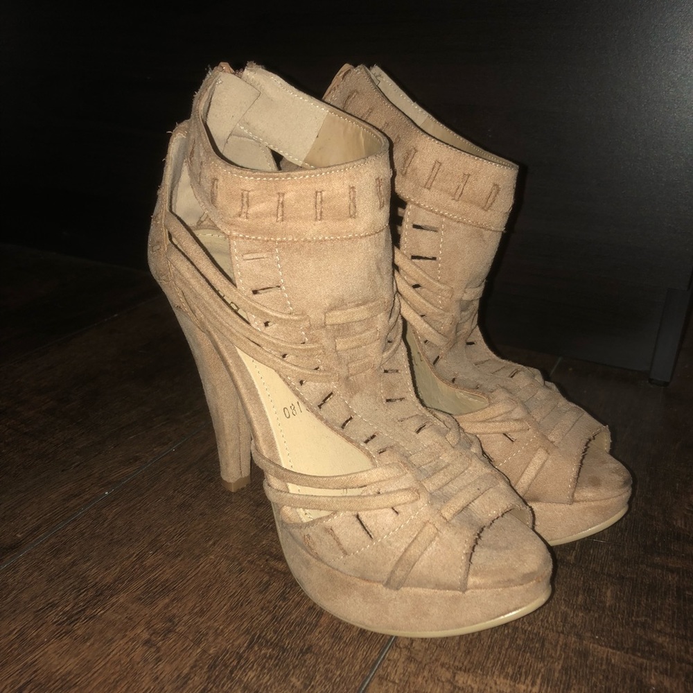 Tan Suede material High Heels